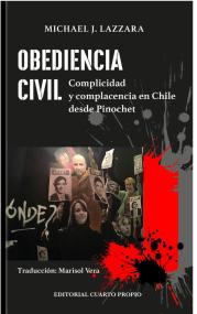 Book cover with protestors holding signs of missing people and splattered blood