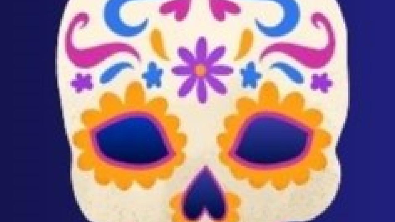A colorful painted skull.