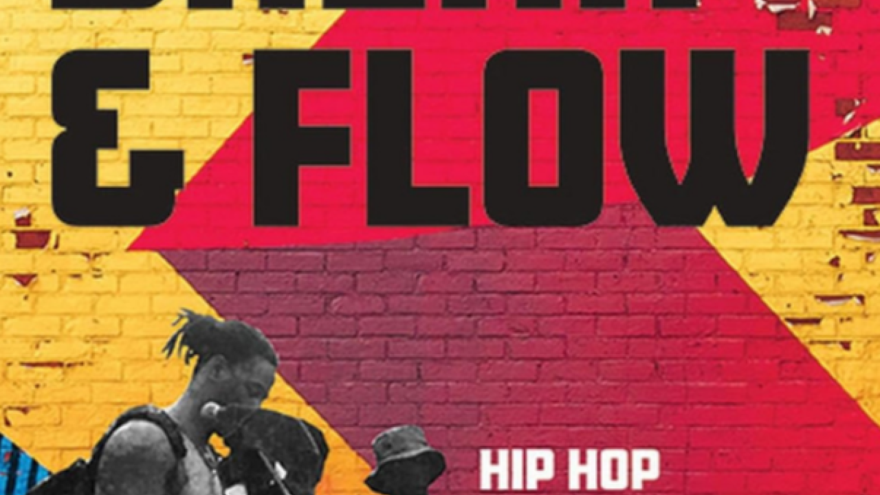 a book cover for Break & Flor with a black and white photo of three men on a colorful brick background