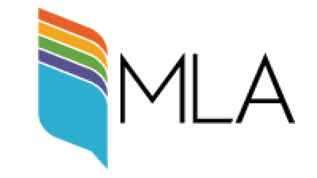 the logo for MLA, with a many colored stack of shapes