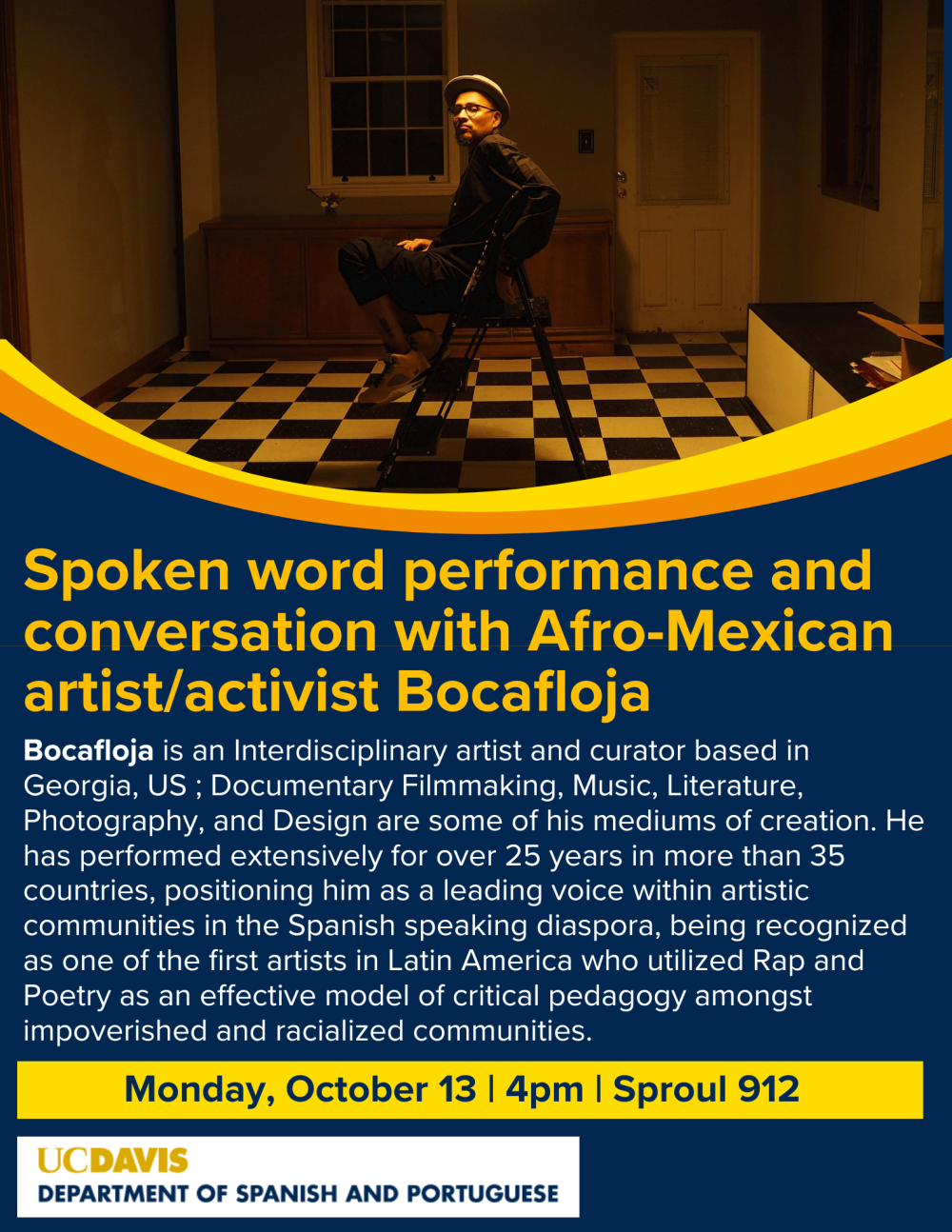 A flyer for the upcoming event, the text is written out above.