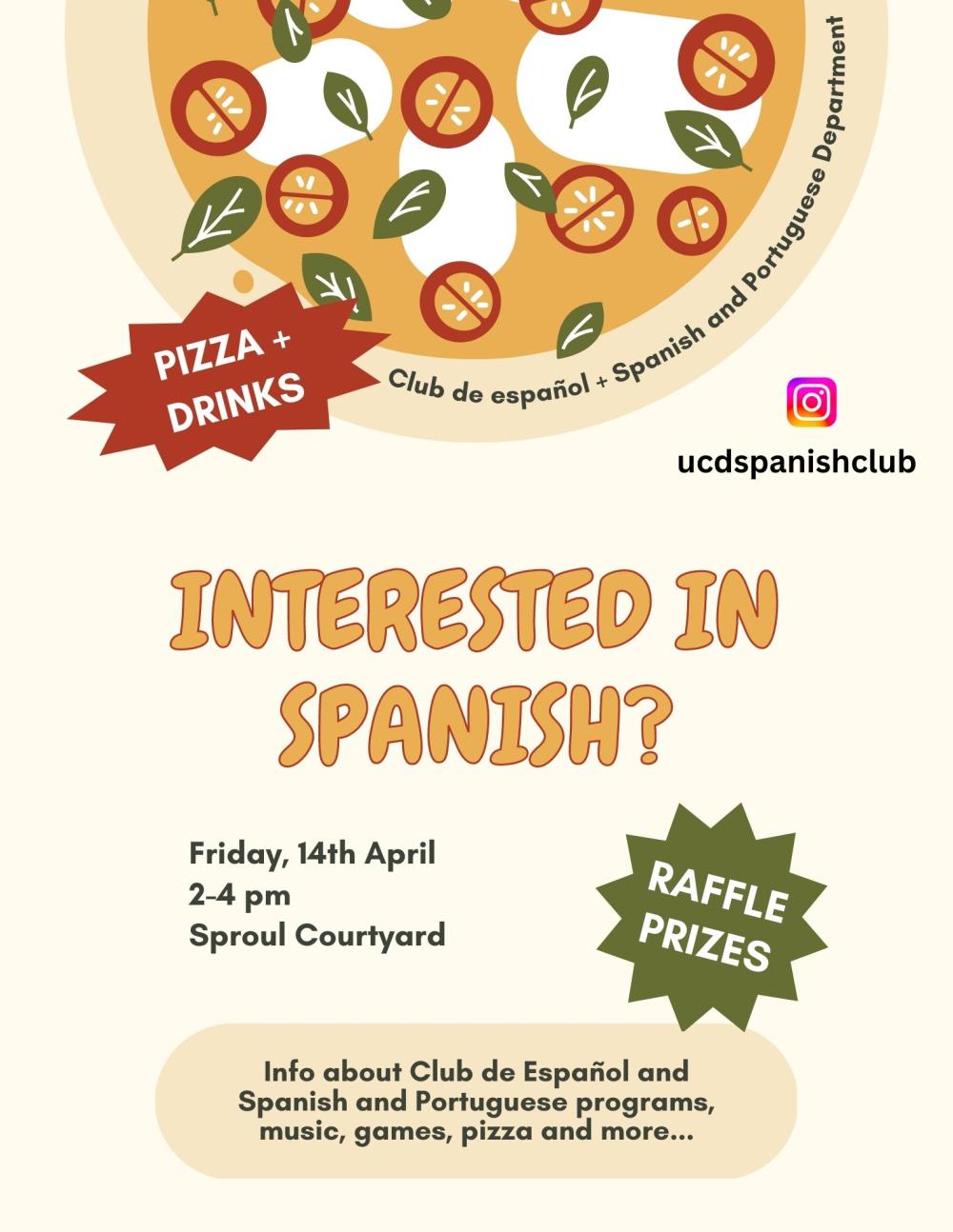 A flyer for the event, featuring a large pizza!