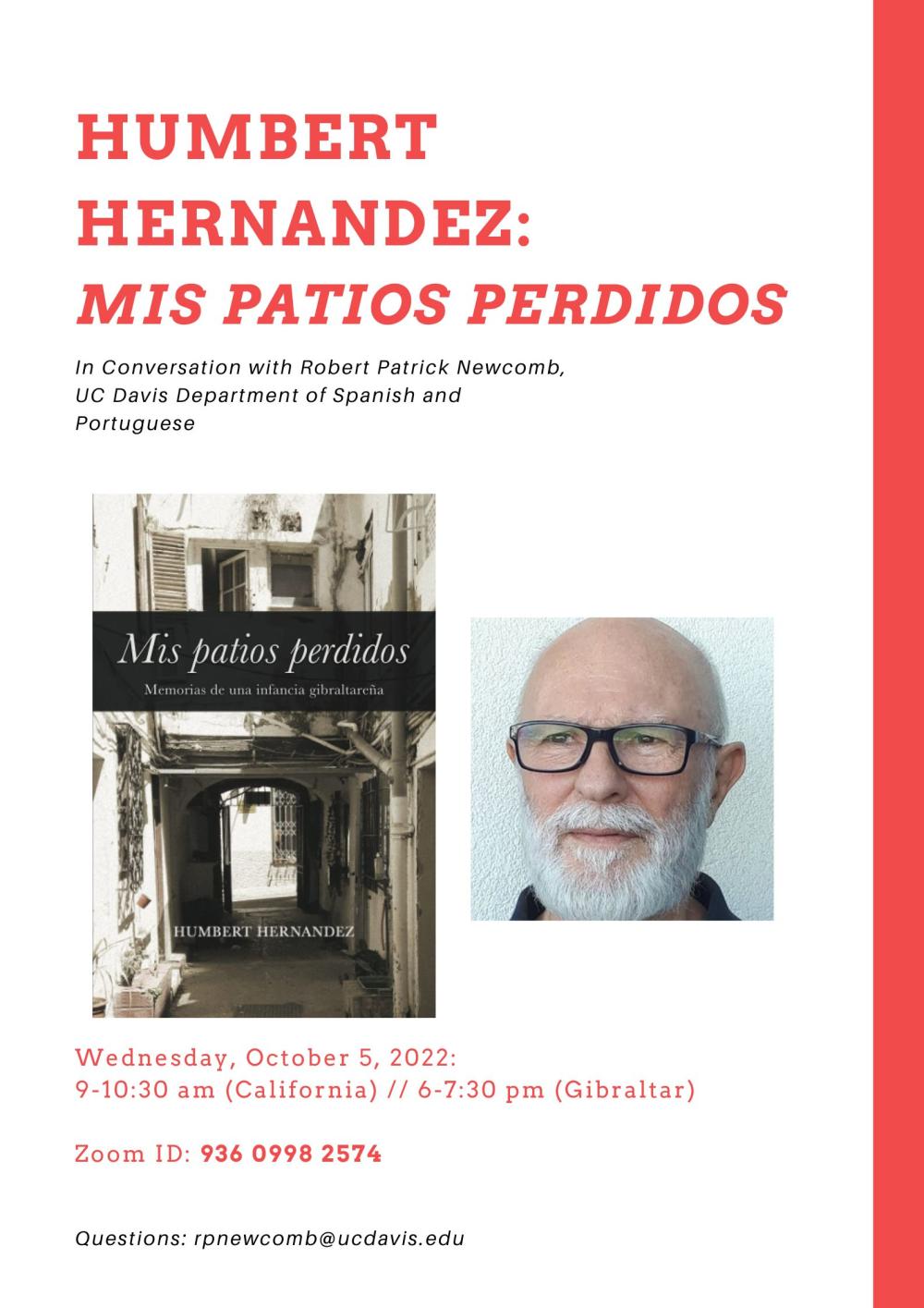 A flyer for Robert Newcombs upcoming interview with author Humbert Hernandez