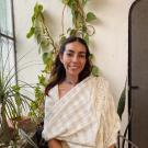 woman in front of plants